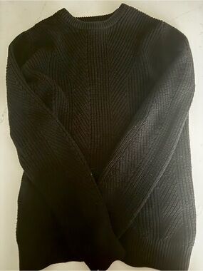 H&M Black Ribbed Crew Neck Sweater